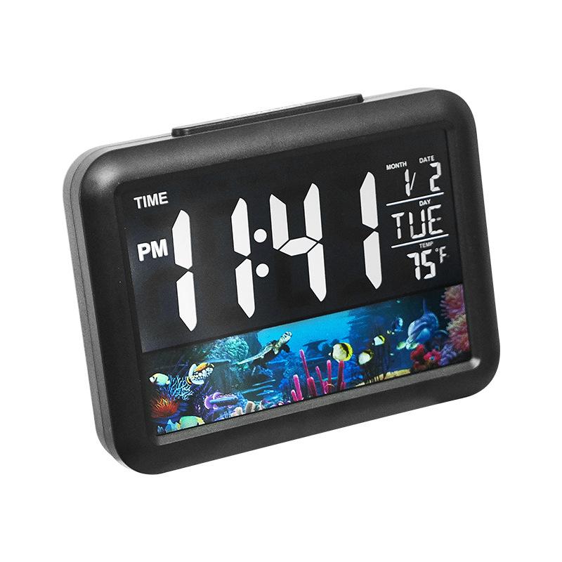 New LCD color screen clock large screen electronic clock children's student bedside alarm clock