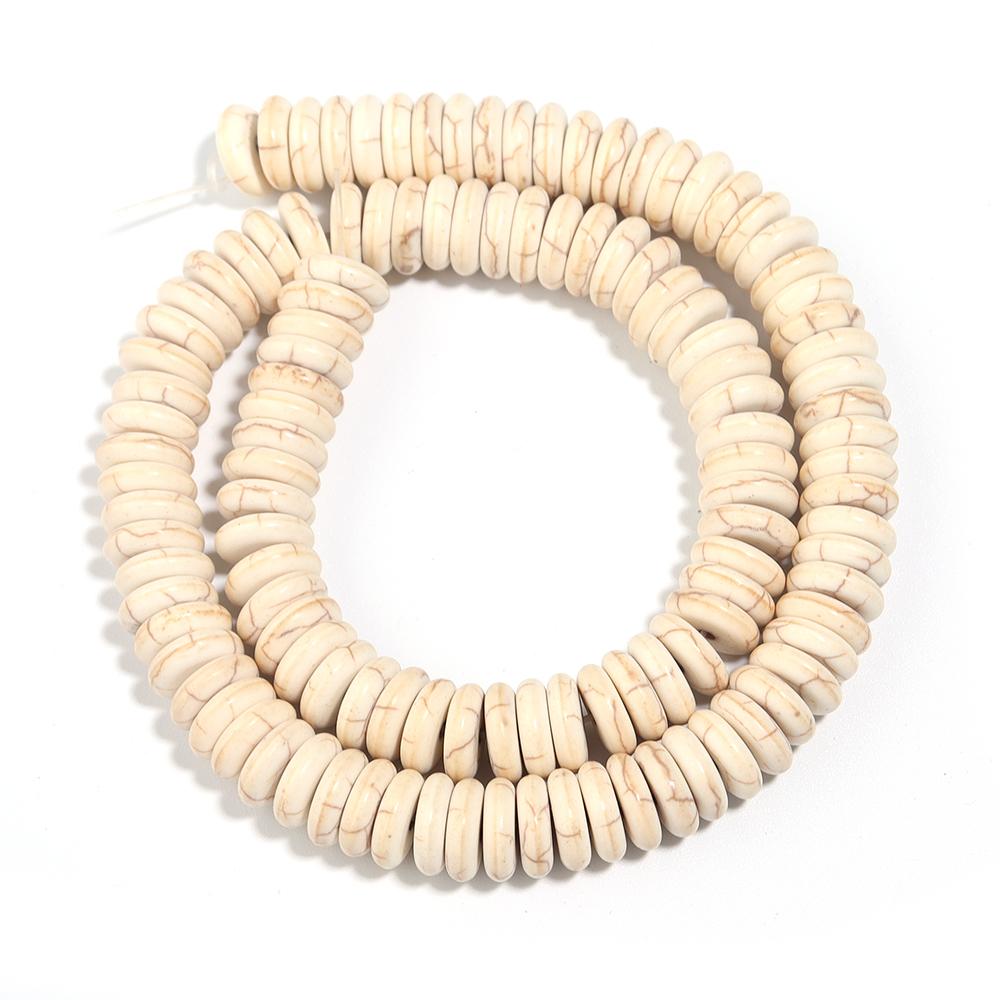 1 Strand Natural Stone Spacer Beads Flat Round Turquoise Bead Loose Beads for Jewelry Making DIY Bracelet Necklaces Accessories