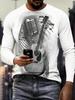 T-shirt Strumenti Musicali da Uomo Chitarra Pianoforte Stampa 3D Manica Lunga Tee Harajuku Y2k Tee Streetwear Top Oversize Abbigliamento Uomo