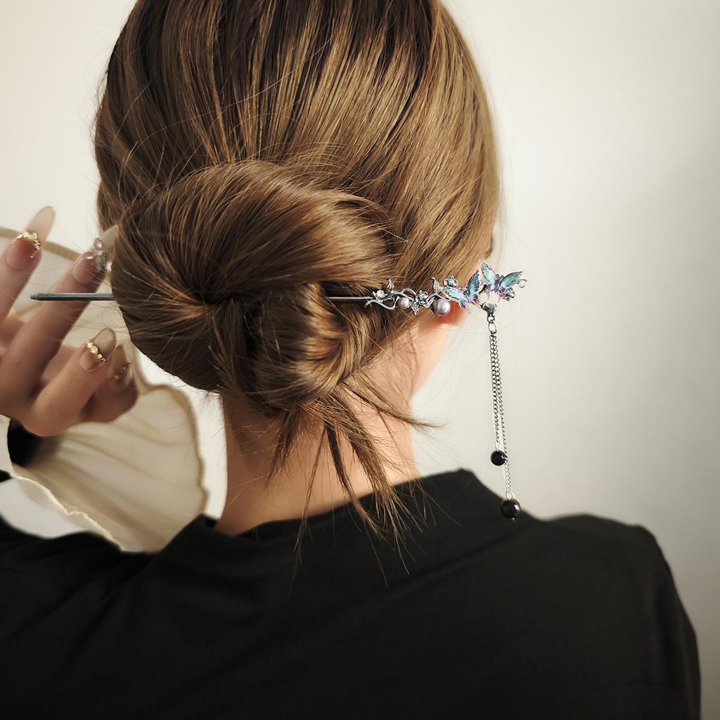 Nowy Chiński Sen Fioletowy Motyl Chwost Spinka do Włosów Trend Narodowy Styl Starożytny Zimny Wiatr Nisza Spinka do Włosów Krok Rocker Kobieta