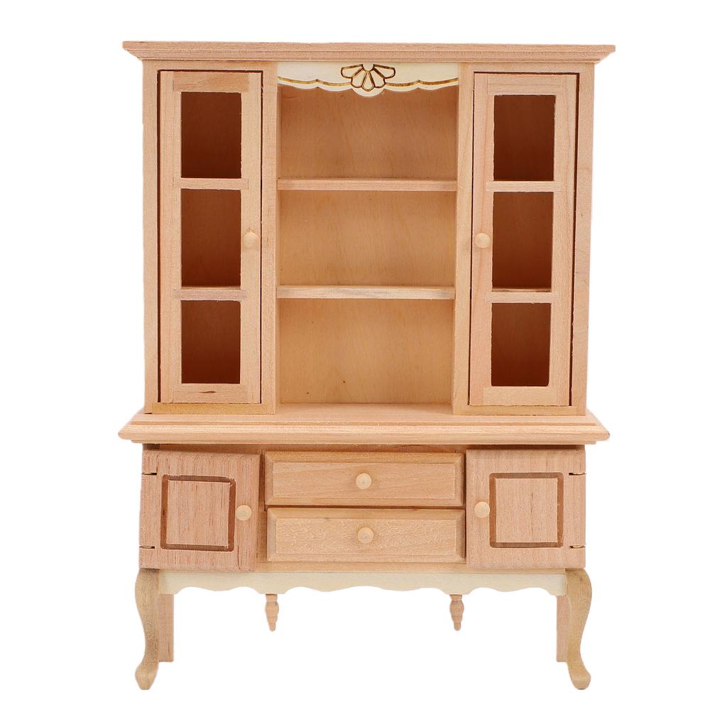 1:12 Scale Dollhouse Miniature Cabinet Wooden Unpainted Miniature Cupboard with Drawers