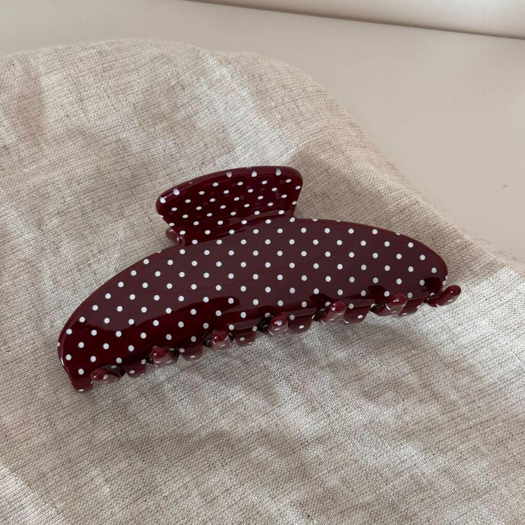 Korean Retro Polka Dot Fan-Shaped Acetate Hair Claw Clip