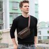 Leather Men's Waist Bag, Cowhide Outdoor Single Shoulder Crossbody Chest Bag, Men's Small Bag
