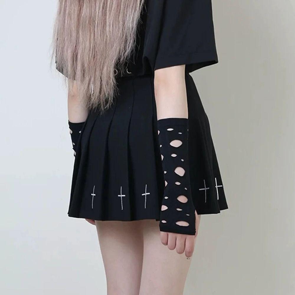 Long Length Gothic Gloves Fingerless Hollow Out Gloves Sexy Long Gloves Unisex