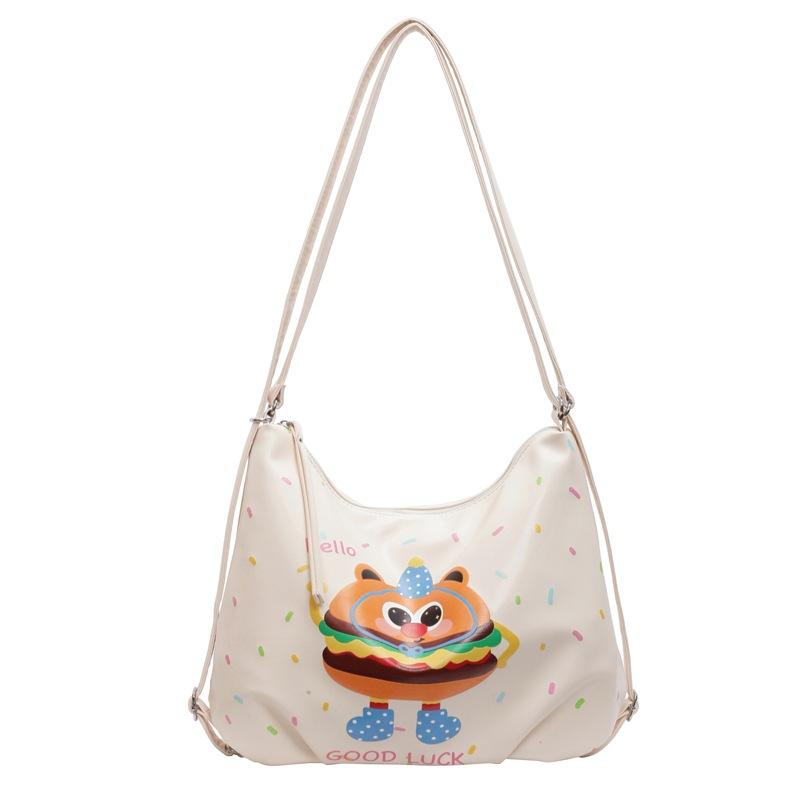 Women's Backpack Cartoon Print Shoulder Bag Large Capacity Commuter Multi-Function Crossbody Bag