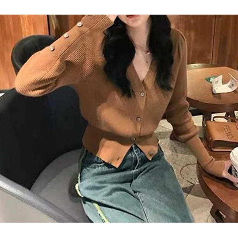 New autumn slim-fit long-sleeved knitted cardigan with sweater and short jacket for women's autumn and winter
