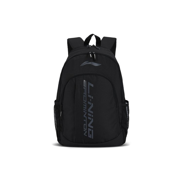 Li-Ning Minimalist Casual Sports Large Capacity Zipper Polyester Backpack Unisex Backpack Black ABSS275-1 Black
