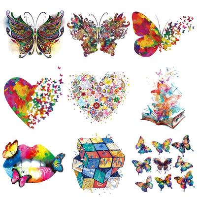 Kleurrijke patches Dieren Bloemen Kleding Stickers Diy Heat Press Applicatie T-shirt Parches Ropa Meisje Jongen Applicatie Kleding Patch