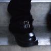 Leg Warmers for Women Girls Harajuku Lolitas Leg Warmer Leather Buckle Knitted Long Socks Gothic Harajuku Leg Covers