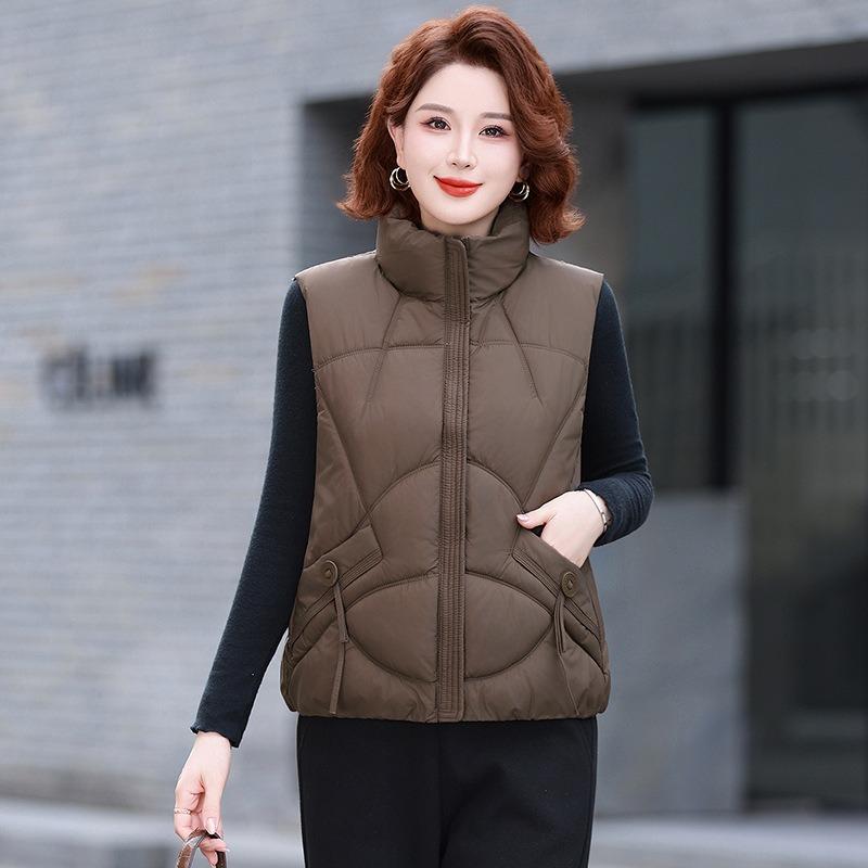 

Autumn and winter new down cotton vest women s short outer vest winter vest 5XL [recommended 150-80kg] темно-коричневого кольору