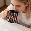 Caneca Estante Vitral 11oz Cerâmica Caneca de Café Presente Literário para Amantes de Livros Decoração Única para Home Office
