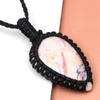 Macrame Pink Opal Thread Gemstone Handmade Jewelry 20-36''Ad Ethnic Necklace