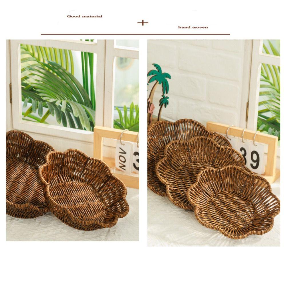 Retro Woven Imitation Rattan Fruit Plate  Wedding Candy Flower Storage