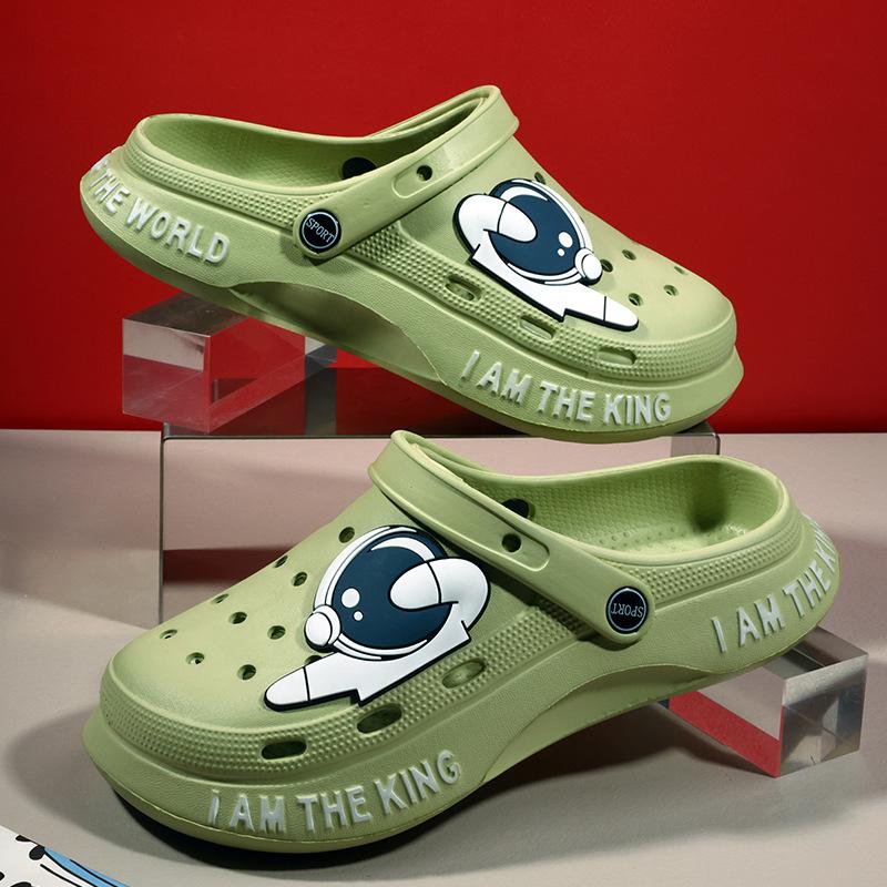 

Summer Baotou drag light breathable hole shoes men s casual beach shoes cartoon sandals two men wearing half sandals 45