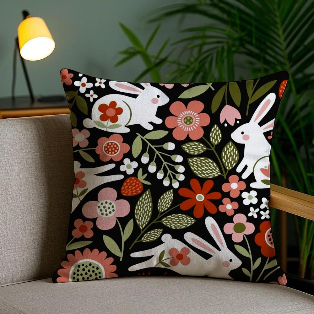 Fresh Floral Pattern Cushion Cover Plush Fabric Soft Double-Sided Printed Invisible Zipper Sofa Pillow Case Home Decor