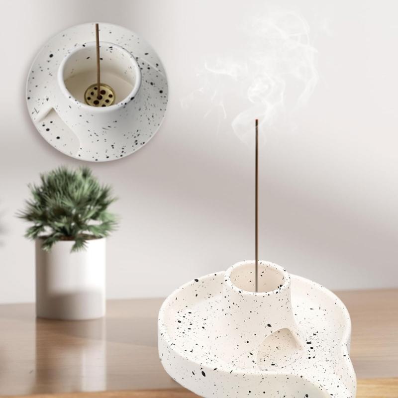 62KD Incenses Holder with Ashes Catcher Tray for Relaxation Ceramics Bowl
