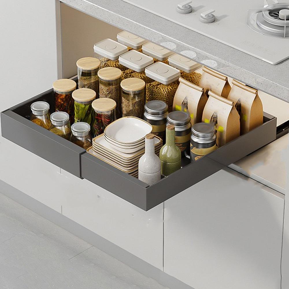 Adjustable Width Kitchen Storage Rack Metal Extendable Pull Out Shelf  Household Goods