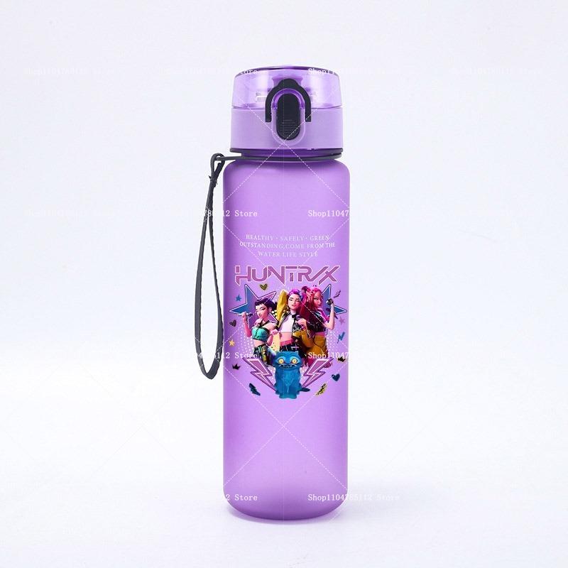 650ML K-Pop Demon Hunters Water Cup Boys Girl Portable Drop-proof Outdoor Fitness Jug Trend Simple Frosted Sports Water Cups Gift