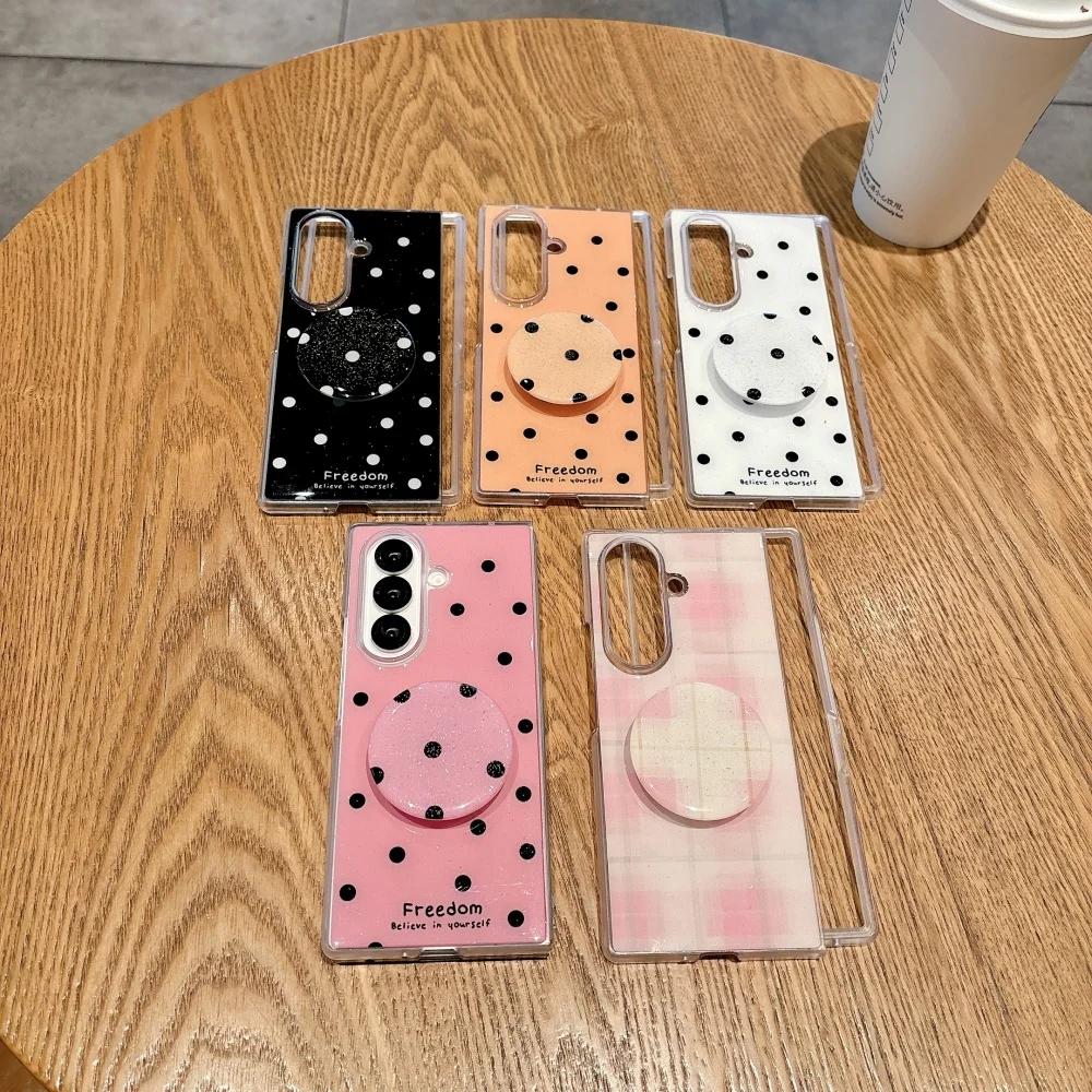 High-end Mode Svart Prickig Epoxi Telefonfodral för Samsung Galaxy Z Fold 7 6 5 4 Vikbart Ställ Fäste Stötsäkert Mjukt Skal