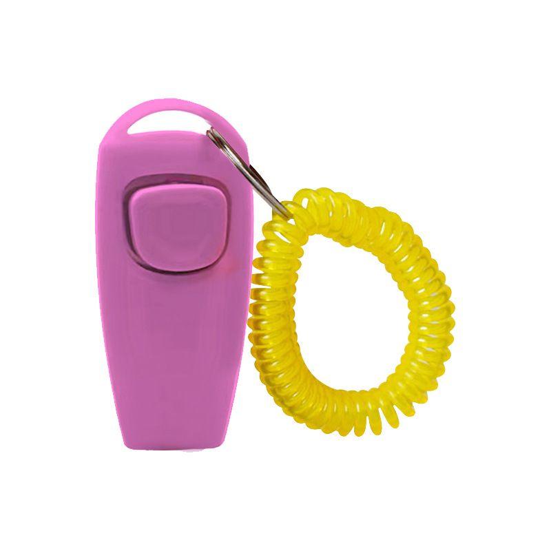 

Clicker Dog Trainer Cat Golden Retriever Teddy Dog Sound Trainer Pet Supplies Portable Dog Training Special Tools Pink (Whistle 2 in 1)(Upgrade)