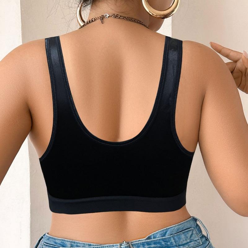 Women Plus Size Front Buckle Embroidered Bra For Large Bust Side Collecting Underwear