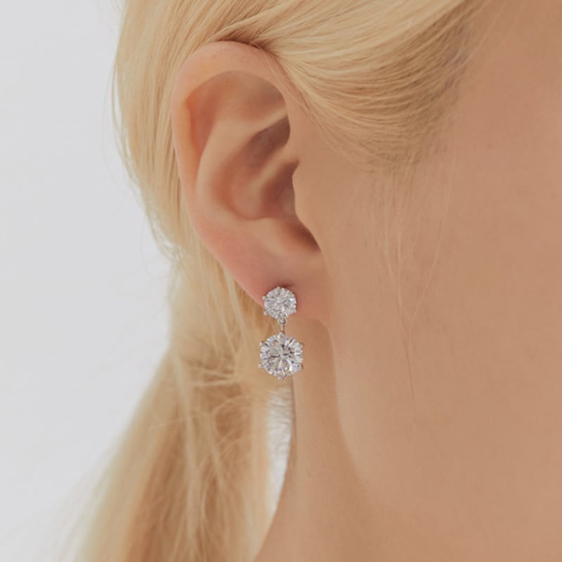 JYDDM 6-Prong Modern Drop Stud Earrings