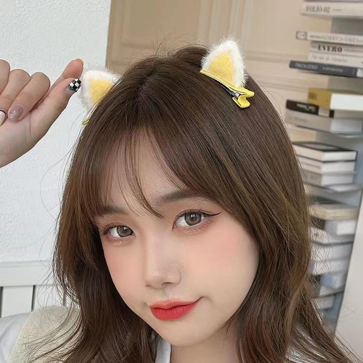 2 SZT. Nowe Pluszowe Kocie Uszy Spinki do Włosów Dziewczynki Klipsy do Włosów Akcesoria do Włosów Kobiety Słodkie Słodkie Spinki Dzieci Modne Nakrycie Głowy Ozdoby