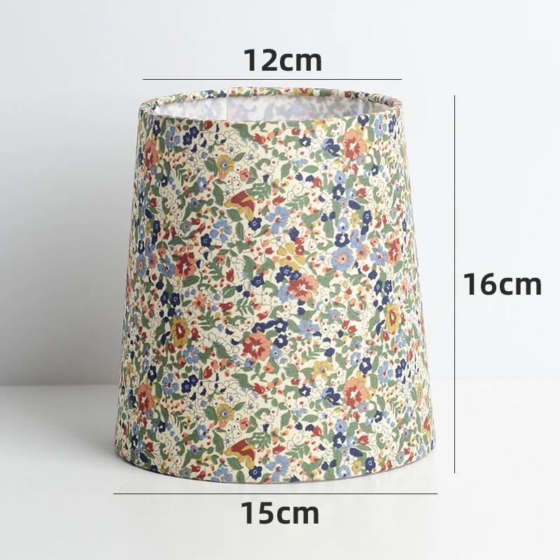 Retro Linen Fabric Floral Pattern Lampshades Pastoral Style Pleated Table Lampshade Bedroom Hotel Bedside Floor Lamp Cover