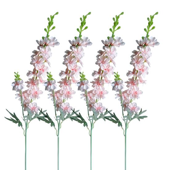 4 Pcs Artificial Delphinium Flower for Vase Filler 33.46 Inch Long Stem Fake Larkspur Flower Faux Silk Bouquet for Wedding Home Decor Floral