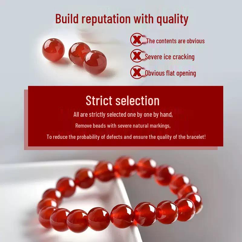 Red Agate Chalcedony Jade Bracelet for Women with Genuine Loose Beads