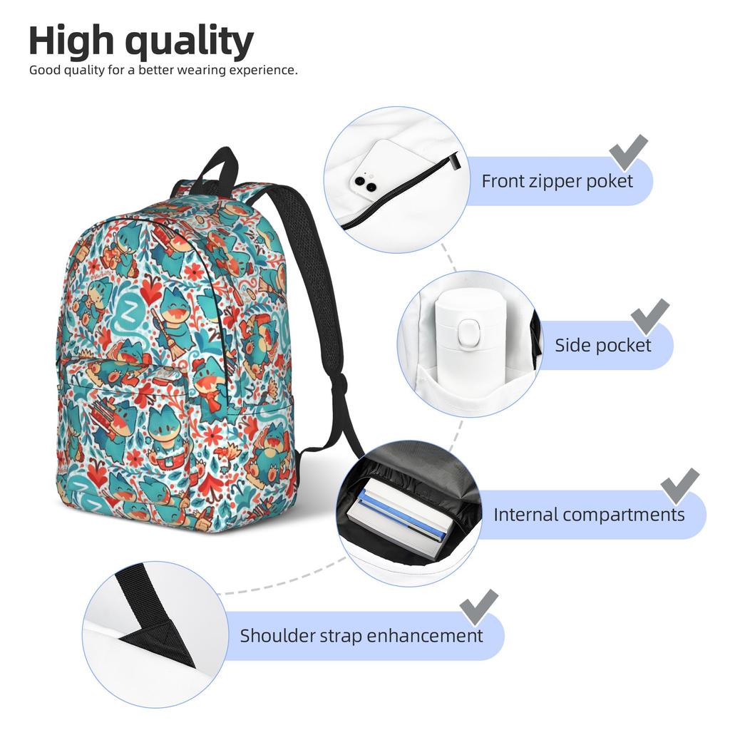 Fashion Cartoon Pokemon Theme Backpack  Mochilas Casual Travel Sturdy Shoulder Rucksack