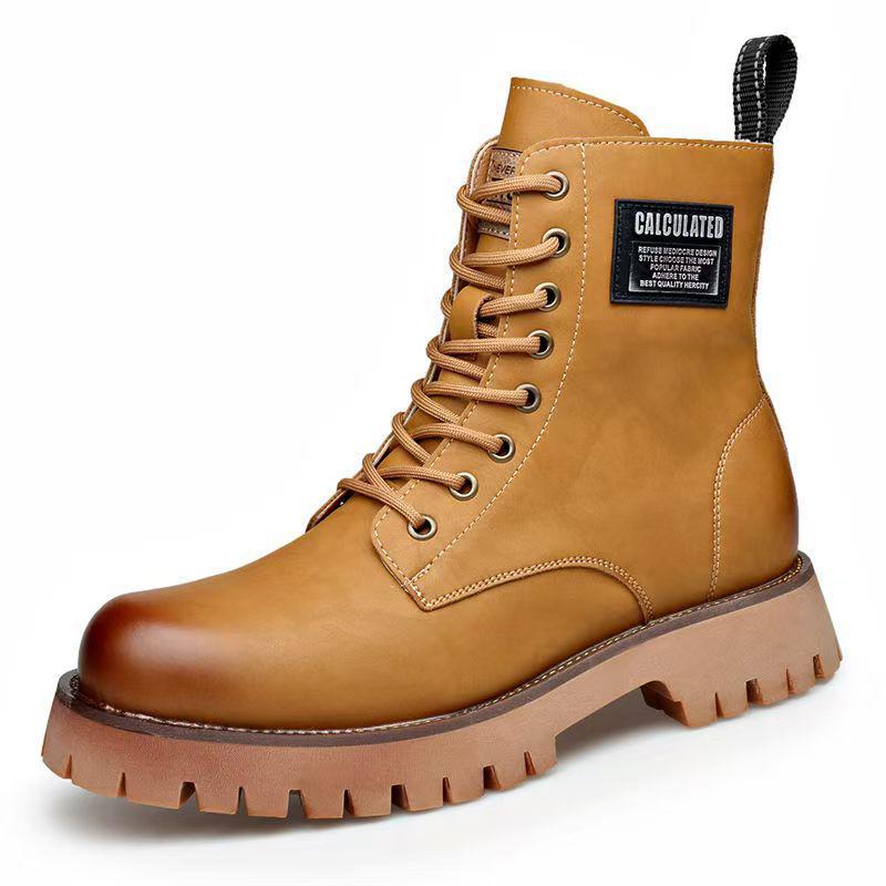 SHEIN TEMU Retro Street Style Martin Boots: New Men s British Leather Shoes 38