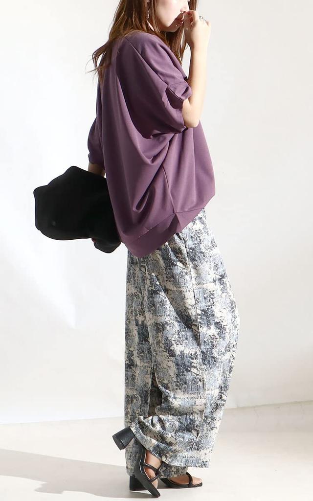 Plus Size Tops Cut and Sewn Cool to the Touch UV Protection Shoulder Tuck Dolman Pullover 4L Purple [Gold Japan] Women's T-Shirts & mncut-122106