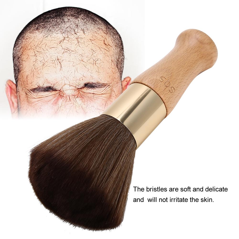 Neck Duster Brush Cleaning Hair Shaving Brushes Styling Salon Tool with Wooden HandleBurlywood