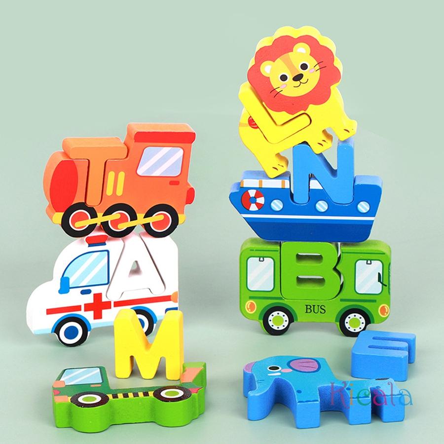 Wooden Animal Alphabet 3D Puzzle Toys Montessori ABC Learning Educational Toys For Toddlers Kids Early Preschool Gift