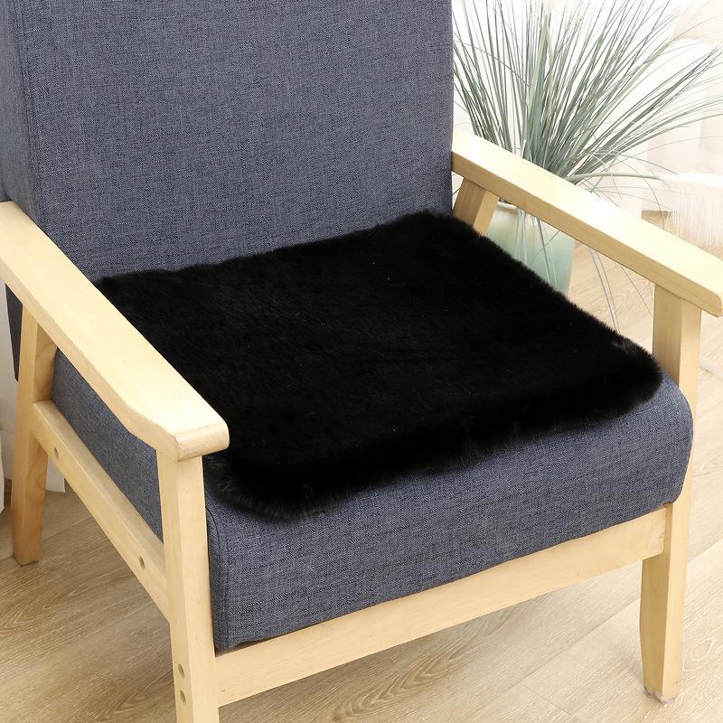 Thick Faux Rabbit Fur Seat Cushion for Office/Car - Perfect for Autumn & Winter
