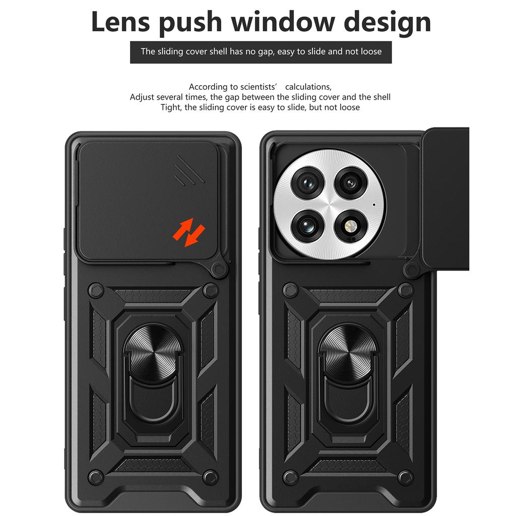 For OnePlus 13 Case with Slide Camera Lid PC+TPU Kickstand Phone Cover