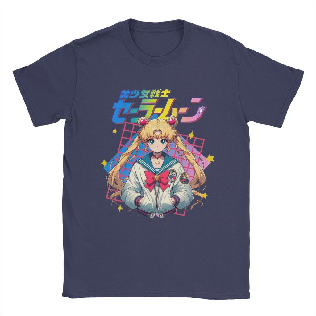 Die Mondkrieger Sailor T-Shirts Herren Reine Baumwolle Freizeit T-Shirts O-Ausschnitt T-Shirts Kurzarm Tops Grafik