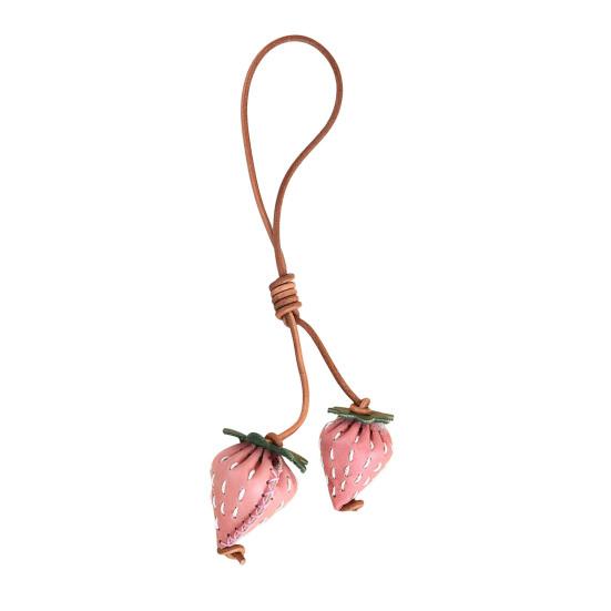 

Bag Pendant Handmade Three-Dimensional Sewing Strawberry Design Keychain Imitation Leather Adjustable Lanyard Bags Suitcases Accessory рожевий