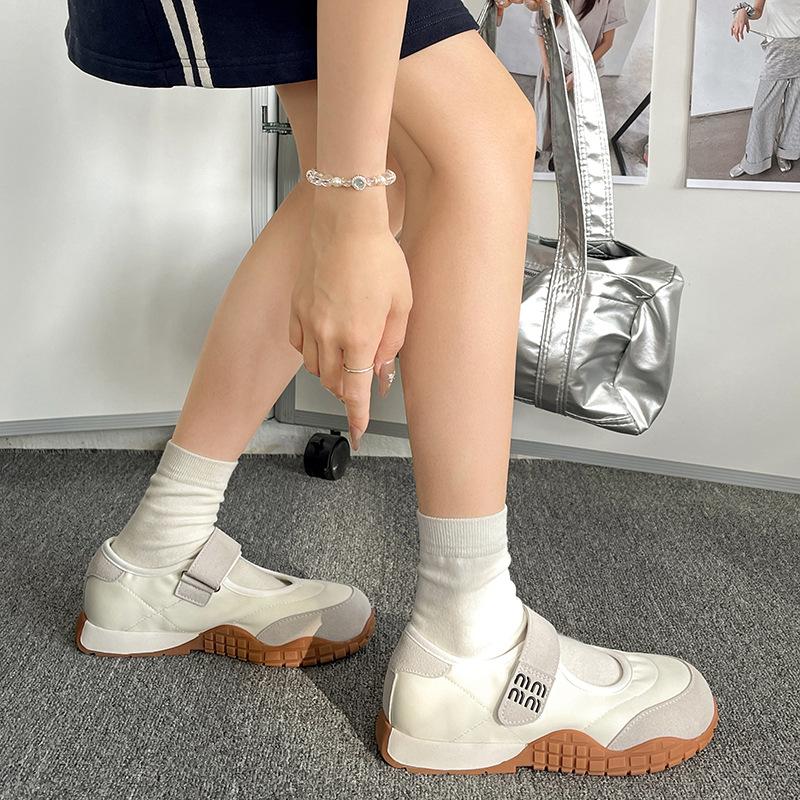 Fashion commuter white retro light mouth platform single shoes women's 2025 new summer Velcro sports Mary Jane shoes