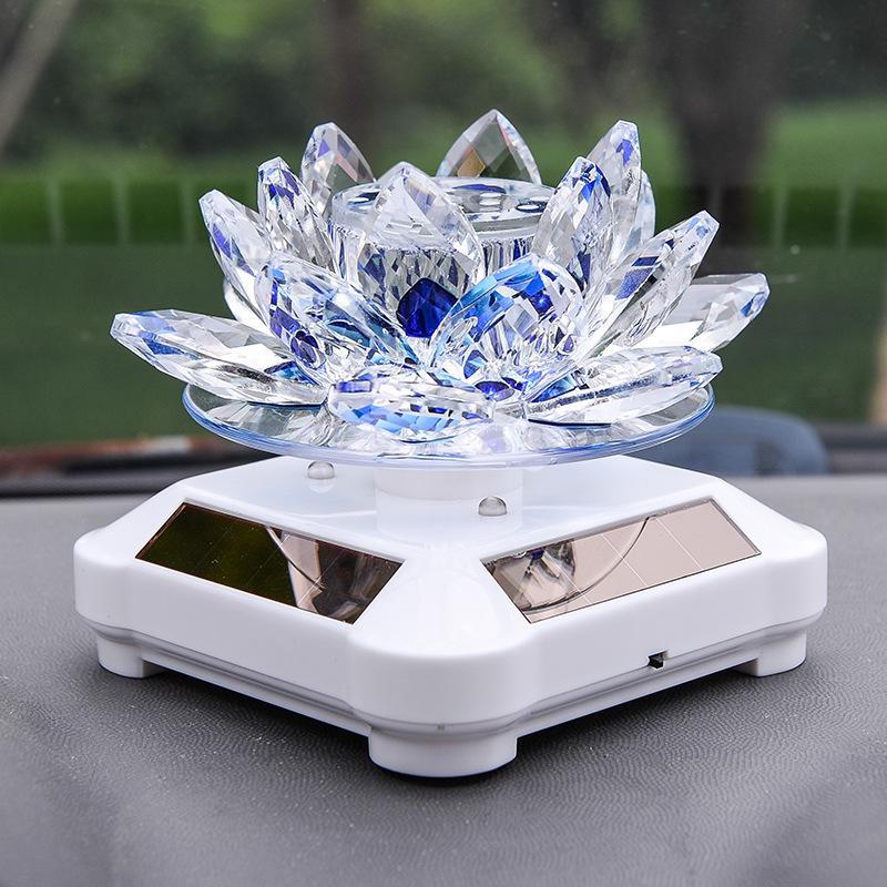 Solar-Powered Rotating Lotus Car Perfume Ornament