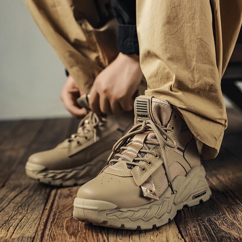 Pánské boty ZOKI Chunky Platform Vulcanized na platformě, prodyšné, z pudrové a síťované tkaniny, šněrovací tenisky, protiskluzové, s tlustým dnem, bojové boty