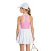 Girls Sports Tennis Dress Color Block Sleeveless Bubble Hem Sundress with Integrated Shorts for Golf Casual