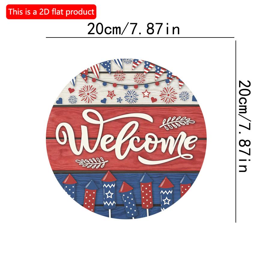 

2D плоский 20 см 1 шт. Приветствуем День независимости Америки круглый деревянный кулон, красочный фейерверк и узор флага США празднуют День независимости 20*20cm