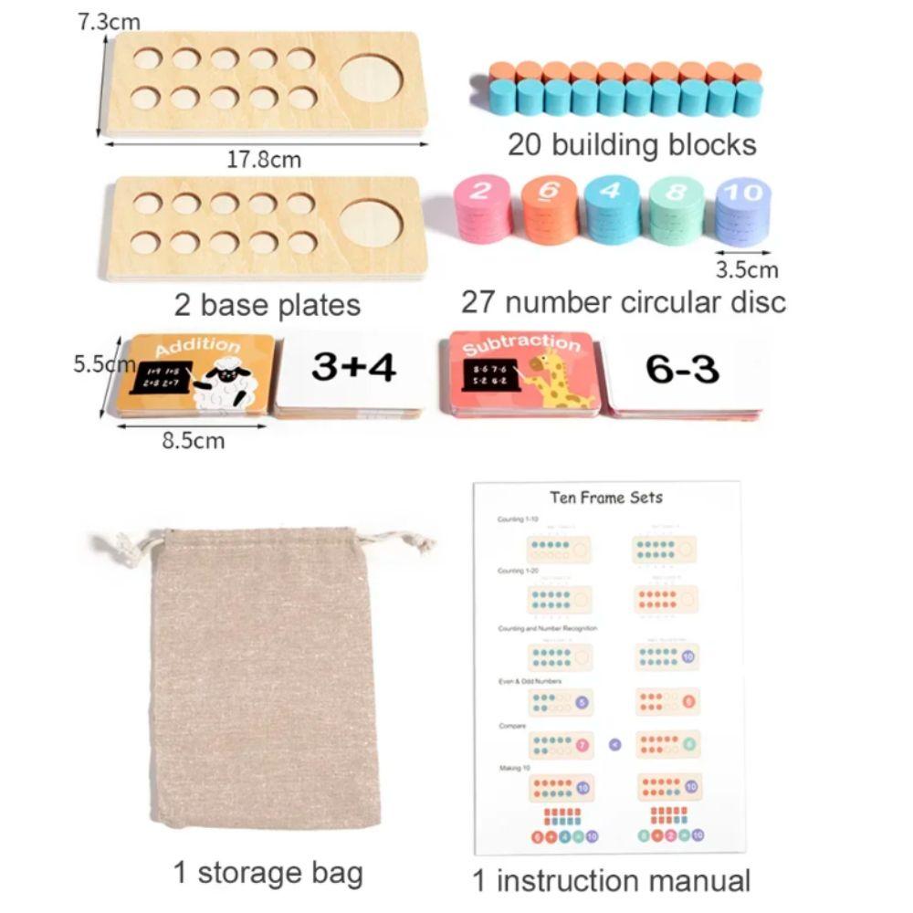 1 Set Ten Frame Kids Math Modular Toys Wooden Children Montessori Games  Children
