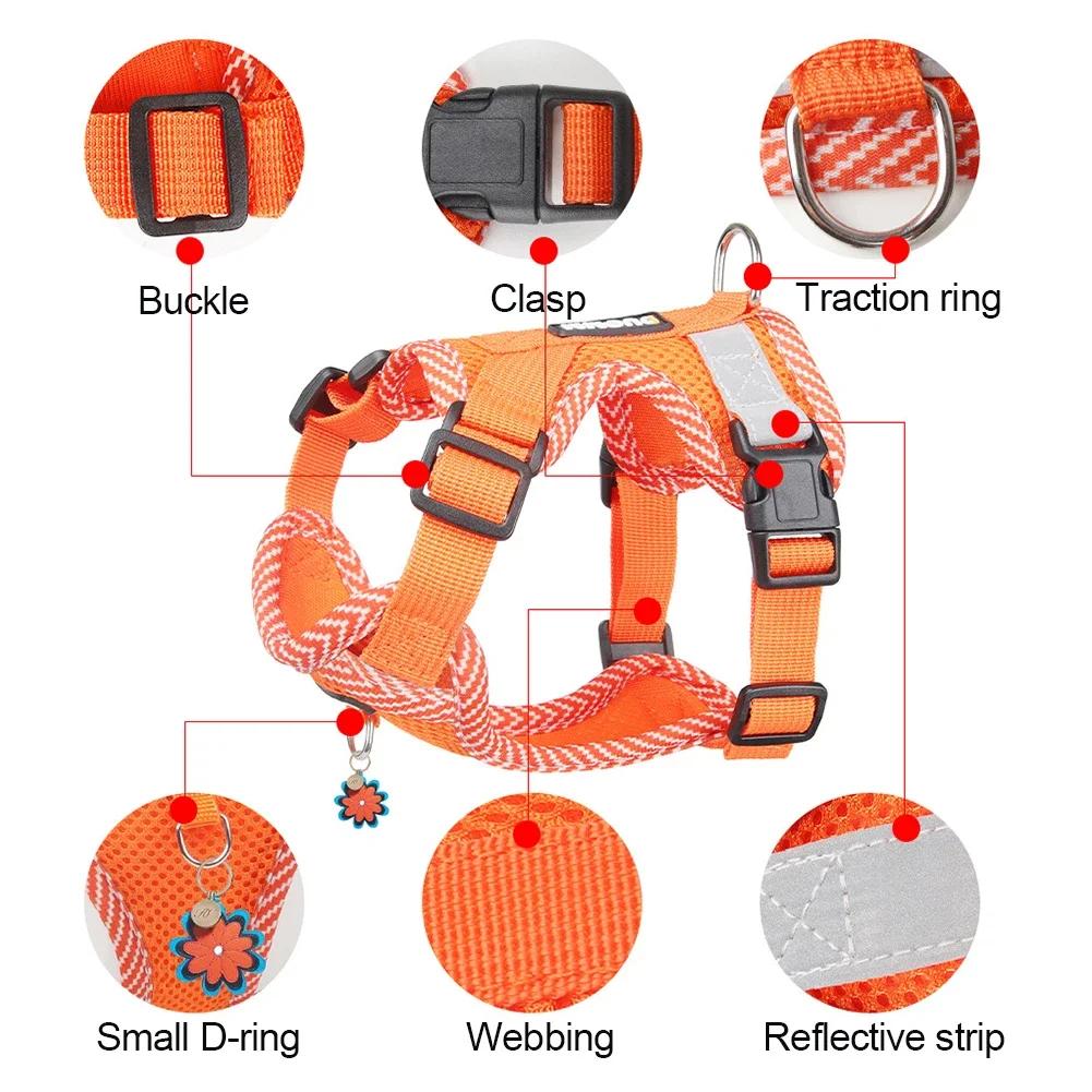 Adjustable Vest Chest Dog Collars Dog Harness Clothes Rope Small Dogs Reflective Breathable Outdoor Walking Pet Dog Accessories
