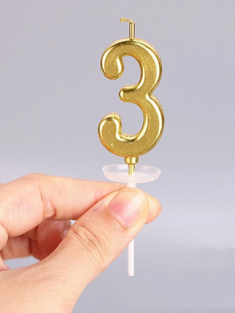 1pc Birthday Candle Golden Number Candle Smokeless Birthday Cake Party Baking Dessert Candle Plug-in Set