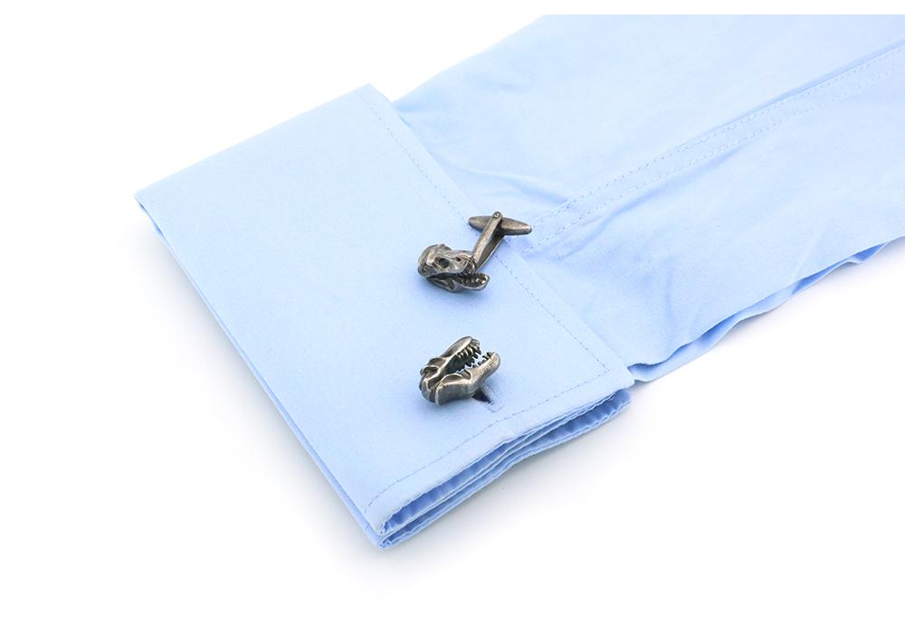 Men'S Dinosaur Skull Cufflinks Novelty Animal Head Design Vintage Color Brass Cuff Links Wholesaleretail