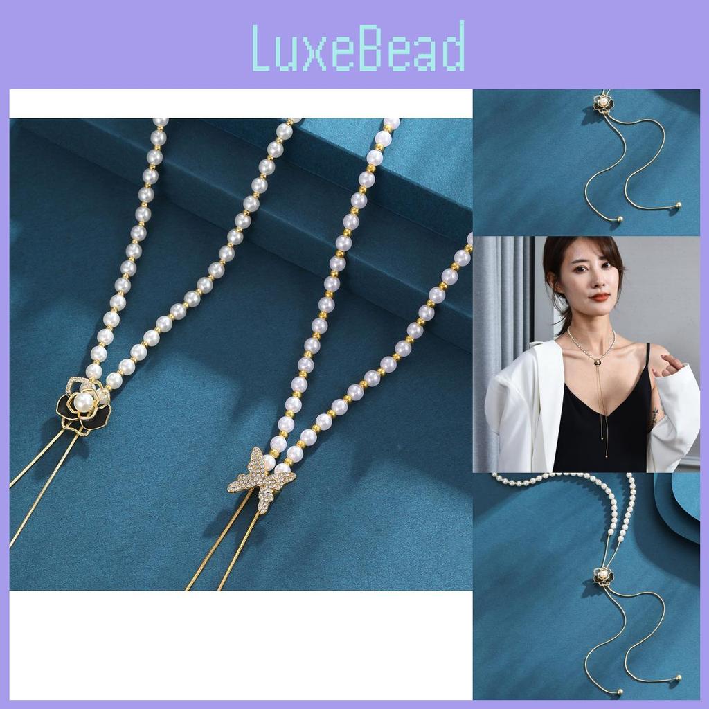 Stylish Long Adjustable Rose Flower Sweater Chain Necklace For Fashionable Outfits