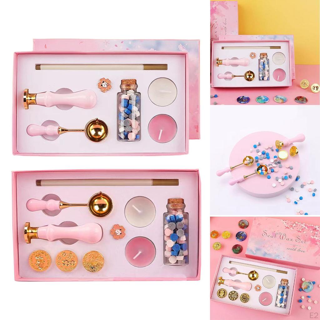 Set ,with Candles Furnace Spoons ,Wax Particles Macaron Color Coloring Pens Sealing Wax Bead for